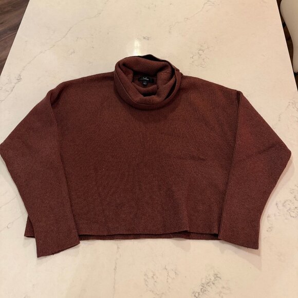 Lulus Let's Cuddle Brown Cowl Neck Sweater - Size S - Picture 4 of 7